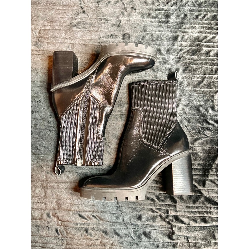 Dolce Vita H2O Black Leather Waterproof Lug Sole Platform Boots Sz 7.5